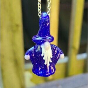 Handmade Stardust Wizard Glass Pendant on silver toned chain